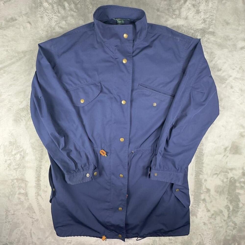 Lauren Ralph Lauren Women’s Navy Trench Coat Rain Parka Jacket Green Label L